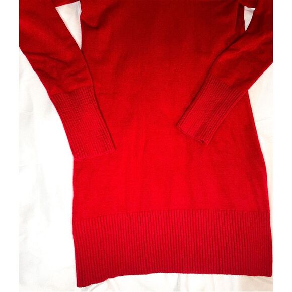 INC Sweater Dress | Red Cowl Neck Cozy Holiday Winter Dress - Picture 5 of 9